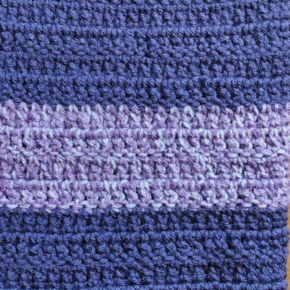 Handmade Baby Blanket Purple Knit Stripe Spring Gift Easter - Picture 3 of 5